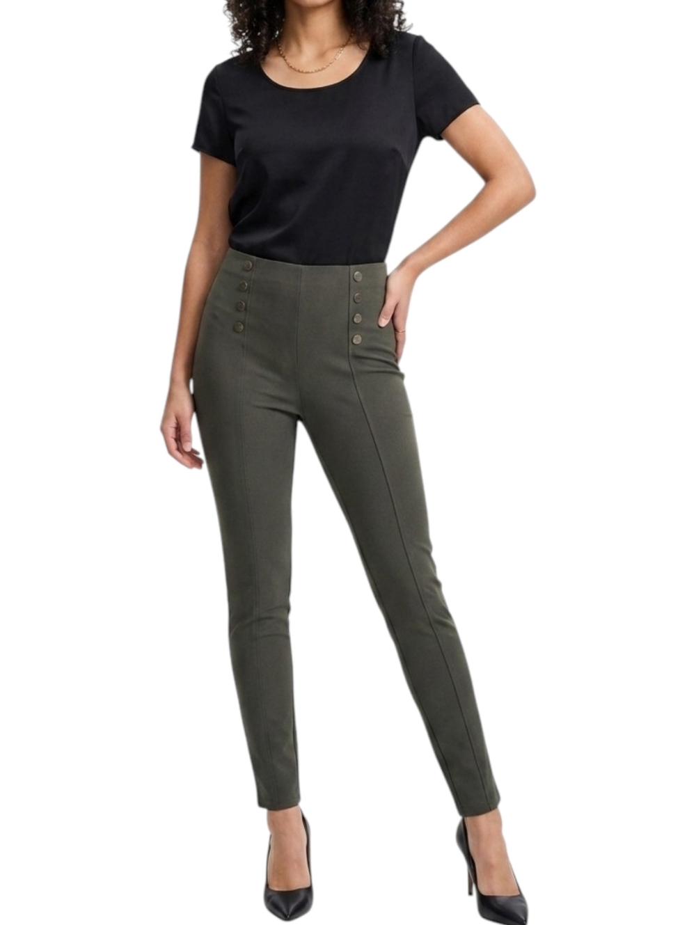 Elie Tahari Olive Green Modal Pants Leggings Office Work S